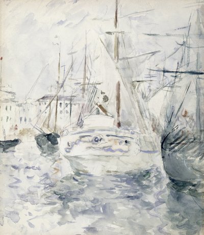 Witte Boot in de Haven, Nice, 1881 door Berthe Morisot